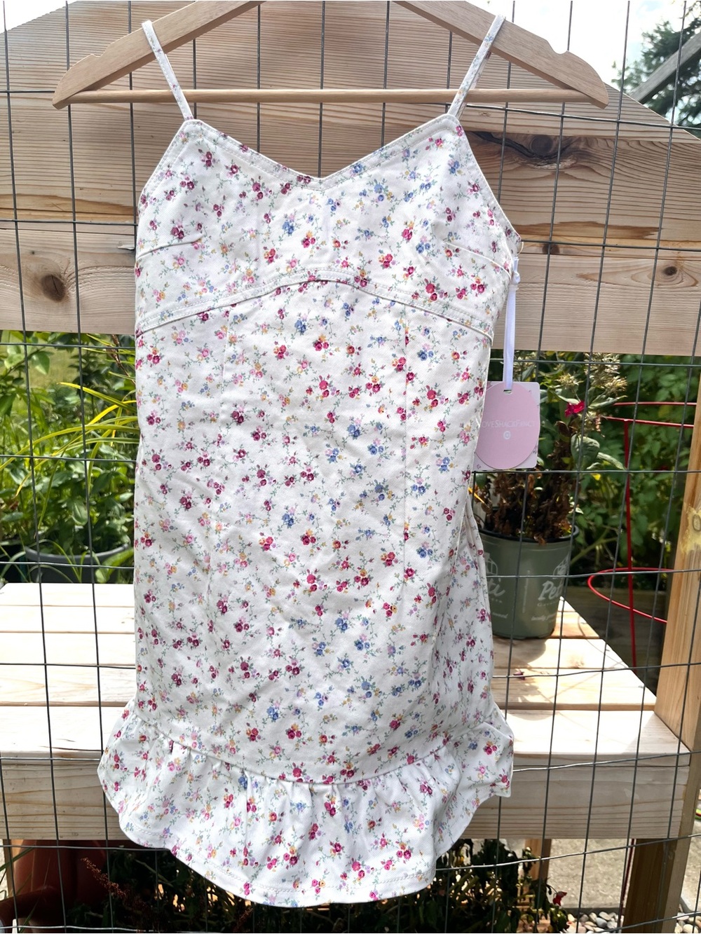 LoveShackFancy Girls Floral Ruffle Hem Sundress canvas floral size 10 new